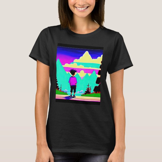 Lo fi hip hop chillhop chill beats lofi aesthetics T-Shirt (Front)