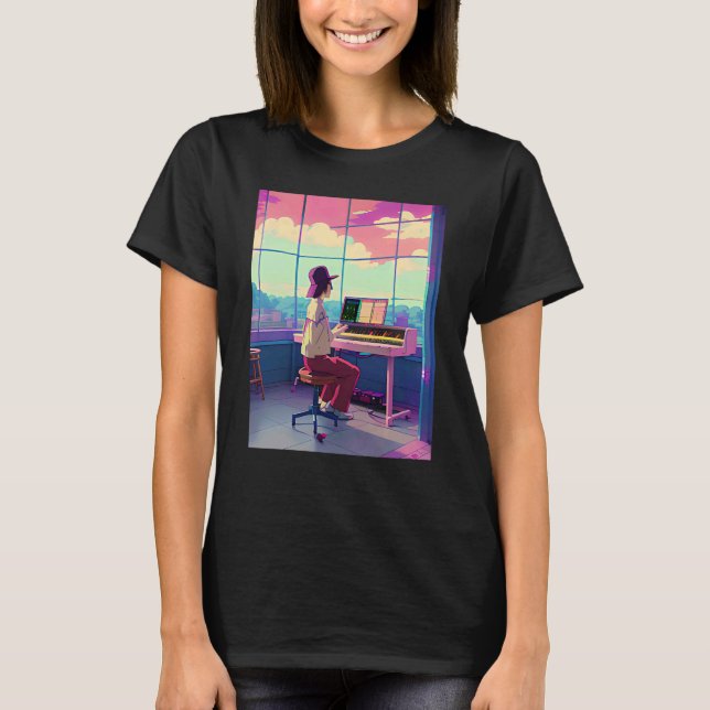 Lo fi hip hop chillhop chill beats lofi aesthetics T-Shirt (Front)