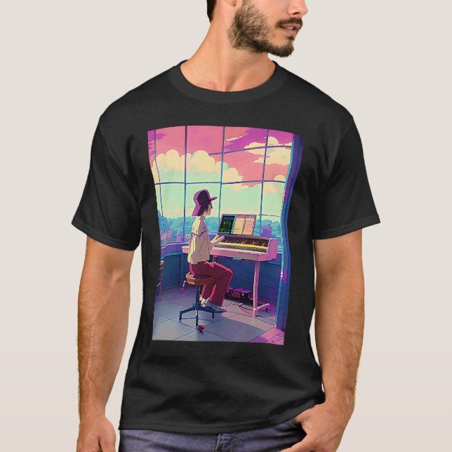 Lo fi hip hop chillhop chill beats lofi aesthetics T-Shirt (Front)
