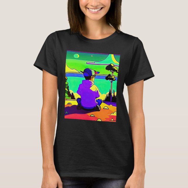 Lo fi hip hop chillhop chill beats lofi aesthetics T-Shirt (Front)