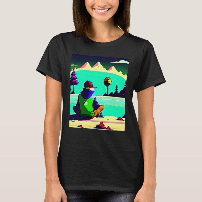 Lo fi hip hop chillhop chill beats lofi aesthetics T-Shirt (Front)