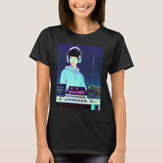 Lo fi hip hop chillhop chill beats studio aestheti T-Shirt (Front)
