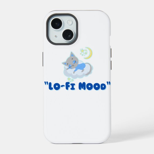  Lo-Fi Mood Cat Aesthetic iPhone 15 Case (Back)
