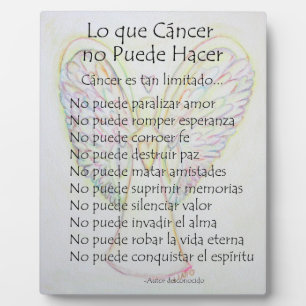 Lo que Cancer no Puede Hacer Poem Painting Plaque