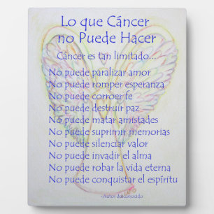 Lo que Cancer no Puede Hacer Poem Painting Poster Plaque
