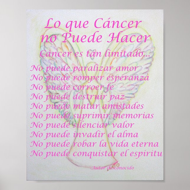 Lo que Cancer no Puede Hacer Poem Poster Print (Front)