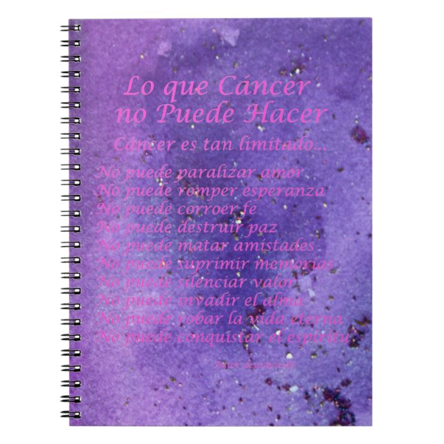 Lo que Cáncer No Puede Hacer Purple Notebook (Front)