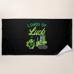 Load Of Luck Bulldozer Shamrock St Patricks Day Ki Beach Towel