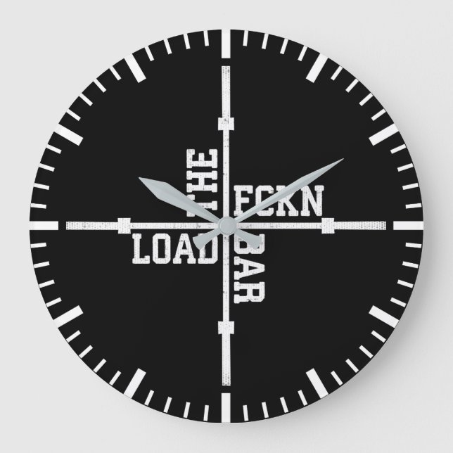 Load The Fckn Bar - Gym Motivational Large Clock (Front)