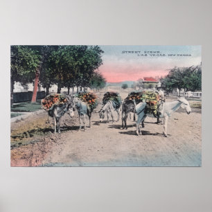 Loaded Donkeys on the StreetLas Vegas, NM Poster