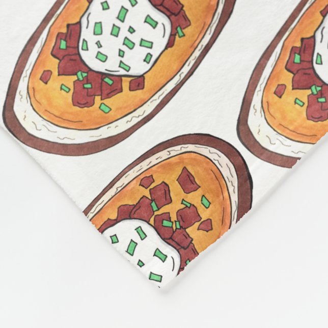 Loaded Potato Skins Snack Food Appetizer Bacon Fleece Blanket (Corner)