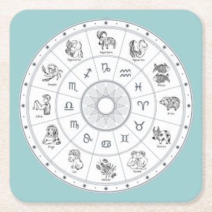 Loaded Zodiac Cartoon Drawing Square Paper Coaster