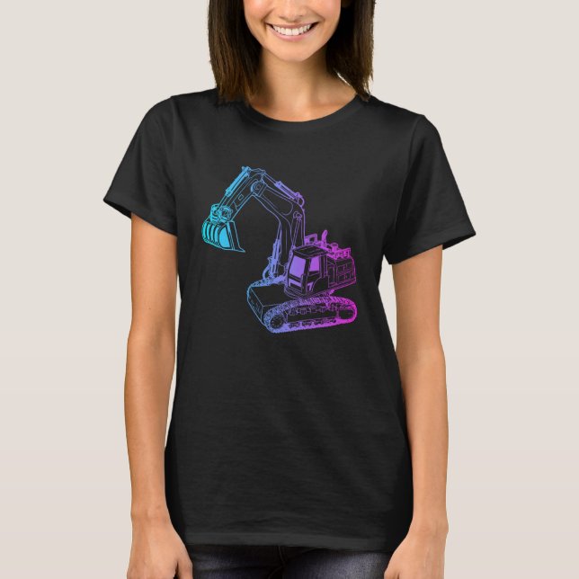 Loader Backhoe Hydraulic Driver Excavator Operator T-Shirt (Front)