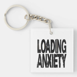 LOADING ANXIETY Glitch Brutalist Typography Desi Key Ring