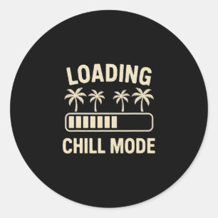 Loading Chill Mode Palm R Vacation Humor Tech Meme Classic Round Sticker