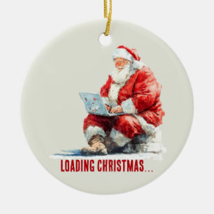 Loading Christmas Funny Santa Design Ceramic Ornament