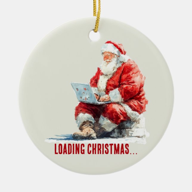 Loading Christmas Funny Santa Design Ceramic Ornament (Front)