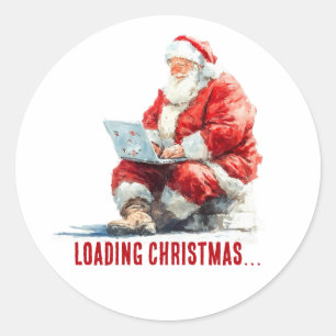 Loading Christmas Funny Santa Design Classic Round Sticker
