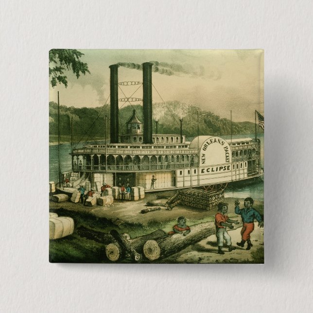 Loading Cotton on the Mississippi, 1870 15 Cm Square Badge (Front)