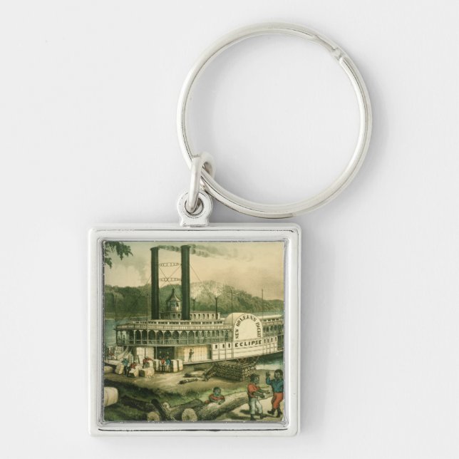 Loading Cotton on the Mississippi, 1870 Key Ring (Front)