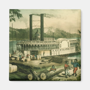 Loading Cotton on the Mississippi, 1870 Magnet