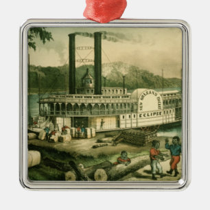 Loading Cotton on the Mississippi, 1870 Metal Ornament