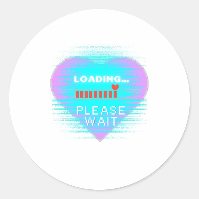 Loading Heart Retro Gamer Classic Round Sticker (Front)