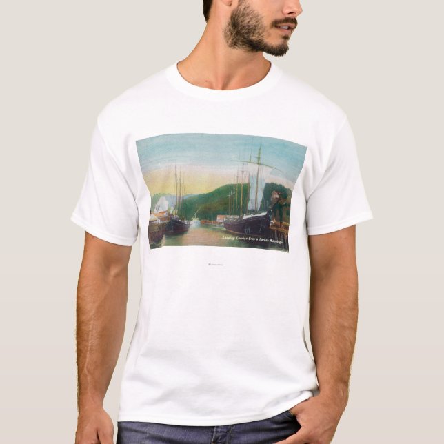 Loading Lumber on Schooners Scene T-Shirt (Front)