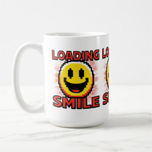 Loading Smile – Retro Pixel Art 8-Bit Smiley Face Coffee Mug