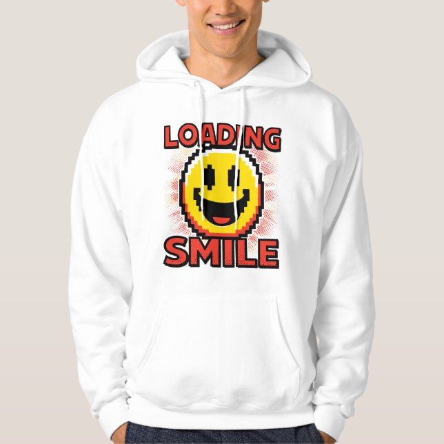 Loading Smile – Retro Pixel Art 8-Bit Smiley Face Hoodie (Front)