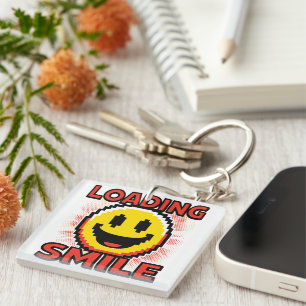 Loading Smile – Retro Pixel Art 8-Bit Smiley Face Key Ring