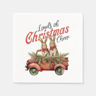 Loads of Christmas Cheer Rabbits in Red Truck Napkin