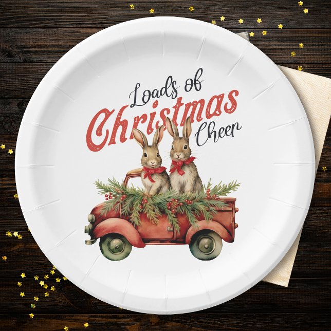 Loads of Christmas Cheer Rabbits in Red Truck Paper Plate (Creator Uploaded)