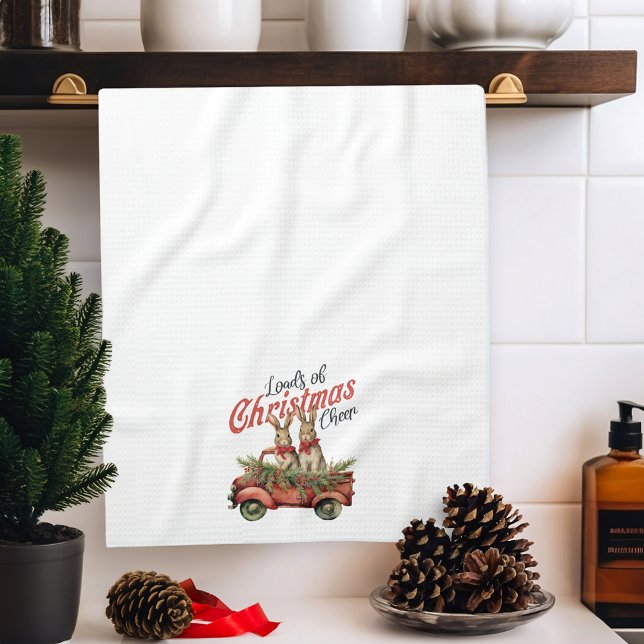 Loads of Christmas Cheer Rabbits in Red Truck Tea Towel (Creator Uploaded)