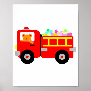 Loads Of Love Firetruck Valentine Day - Firefighte Poster