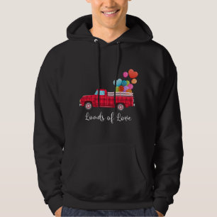 Loads of Love Pickup Red Truck Valentine's Day Hea Hoodie