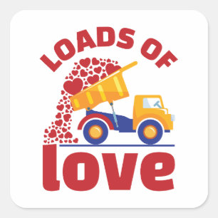 Loads of Love Valentine Day's Truck Vehicle Square Sticker