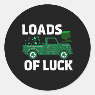 Loads Of Luck Tractor Truck St Patricks Day Kids M Classic Round Sticker