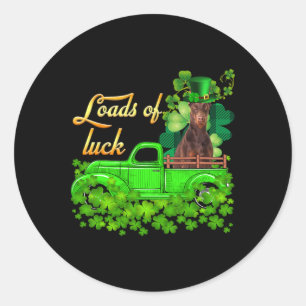 Loads Of Luck Truck Doberman St Patrick's Day  Classic Round Sticker