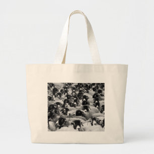 LOADS of Rams Sheep Black and White Large Tote Bag