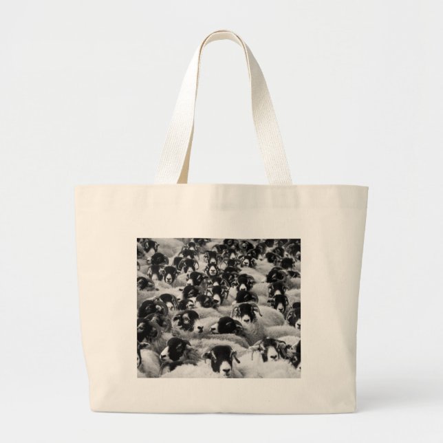 LOADS of Rams Sheep Black and White Large Tote Bag (Front)