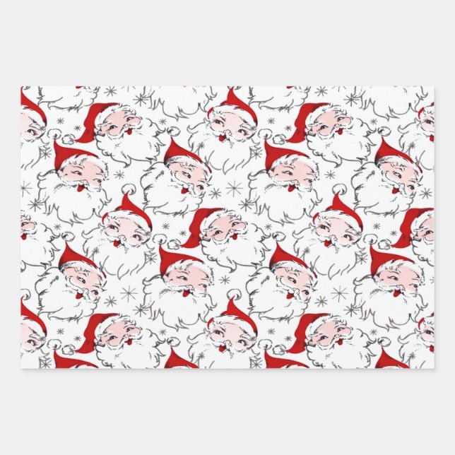 Loads Of Retro Santas Wrapping Paper Sheet (Front)