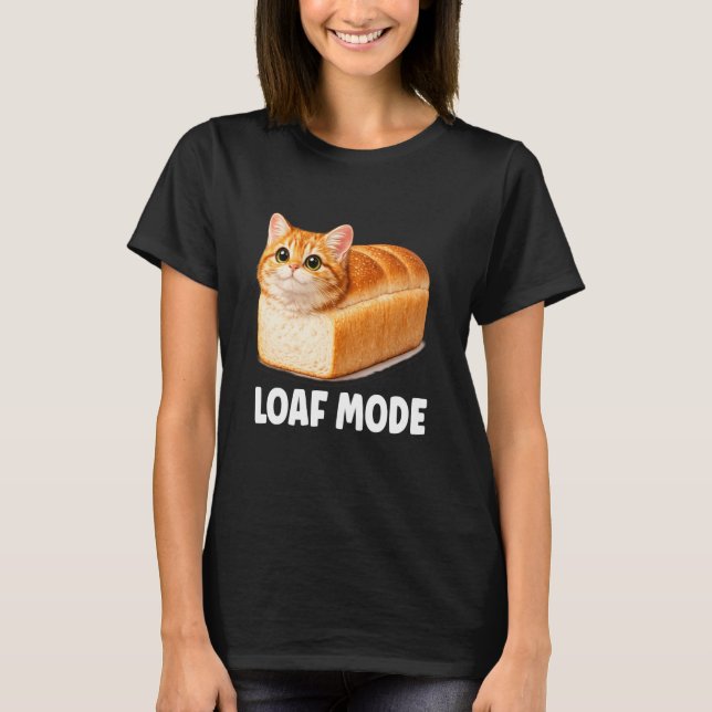 Loaf Mode Orange Cat Funny Cute Bread Meme Long Sl T-Shirt (Front)