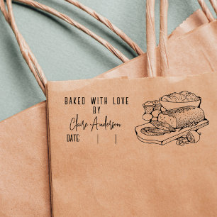 Loaf of Bread Custom Name Date Baked With Love Self-inking Stamp