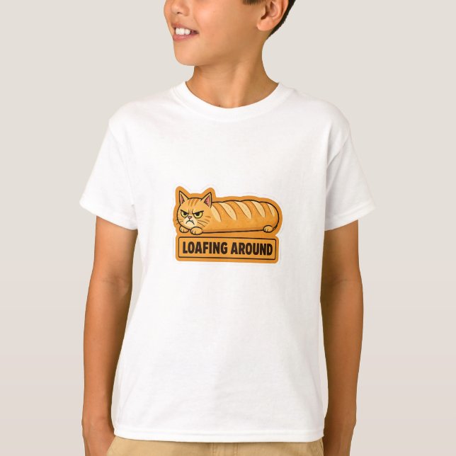 Loafing Around Funny Cat Bread  T-Shirt (Front)