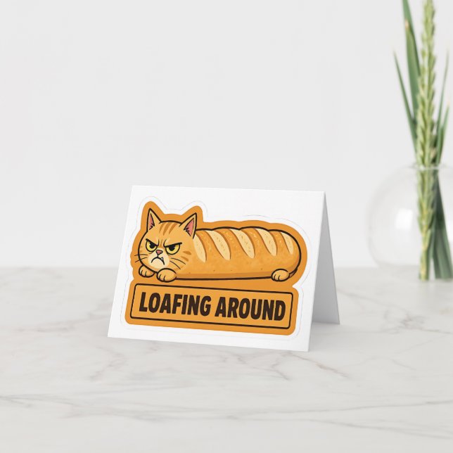 Loafing Around Funny Cat Bread  Thank You Card (Front)