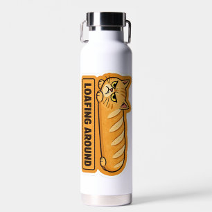 Loafing Around Funny Cat Bread Water Bottle