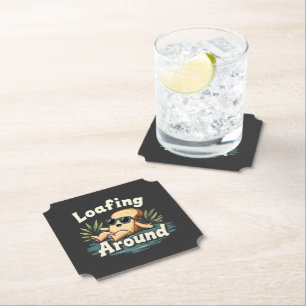 Loafing Around Relaxing Bread Food Lover Paper Coaster