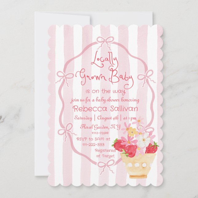 Loally grown Baby Shimsical Strawberry Baby Shower Invitation (Front)