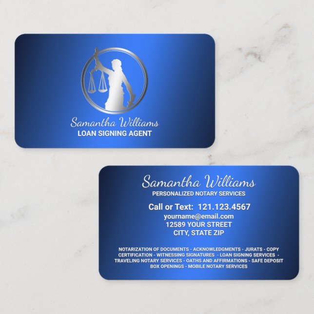 Loan Signing Notary Public Business Card (Front/Back)